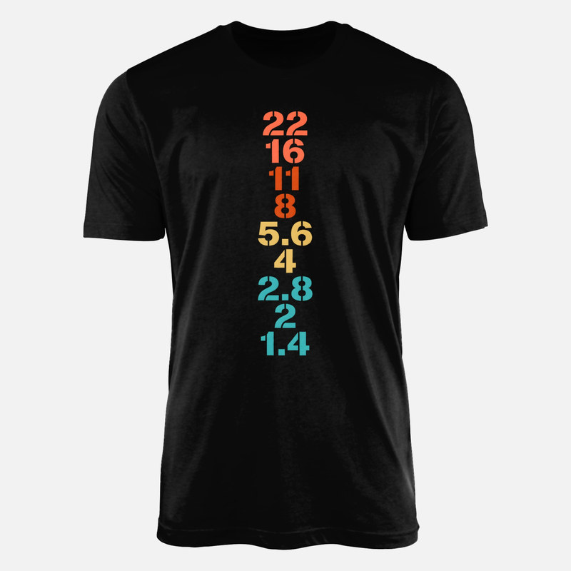 Camisetas: Escala de aperturas f-stop retro