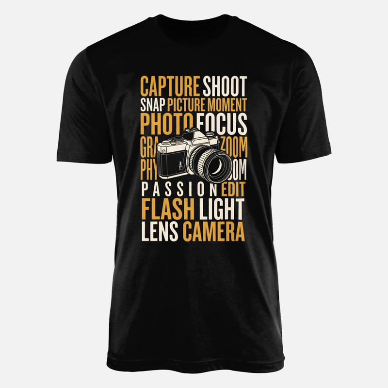 Camisetas: C&aacute;mara R&eacute;flex Vintage Tipogr&aacute;fica