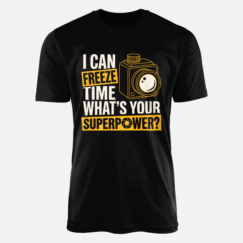Camisetas: Congelo el tiempo, c&aacute;mara y superpoder