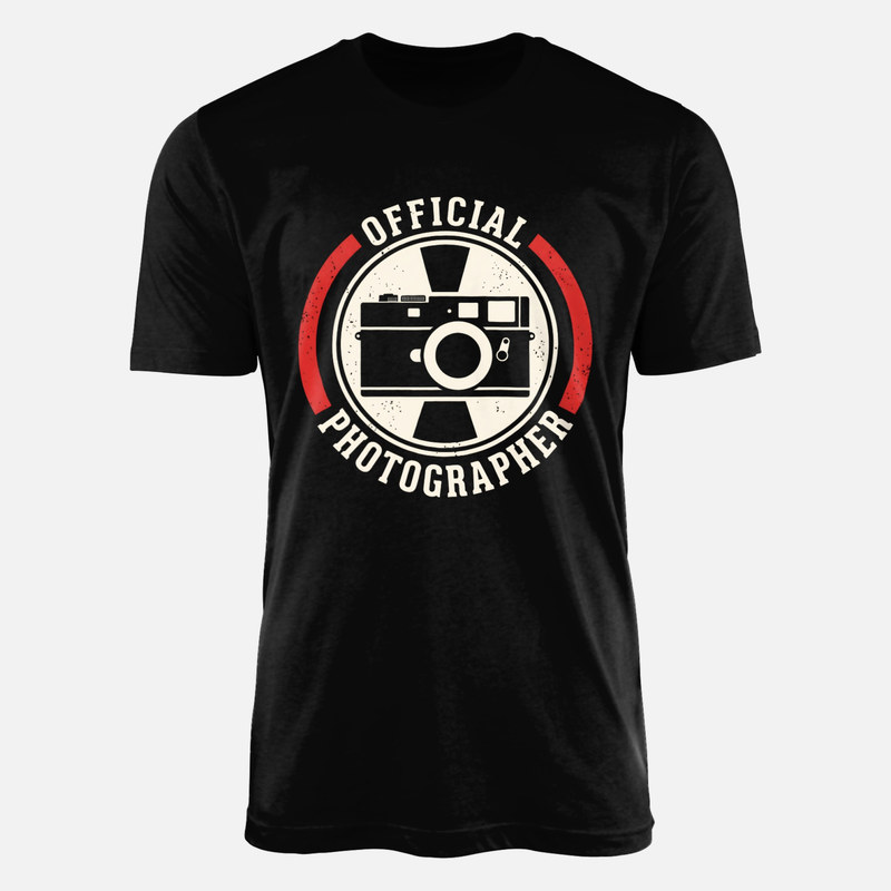 Camisetas: Fot&oacute;grafo oficial con emblema de c&aacute;mara