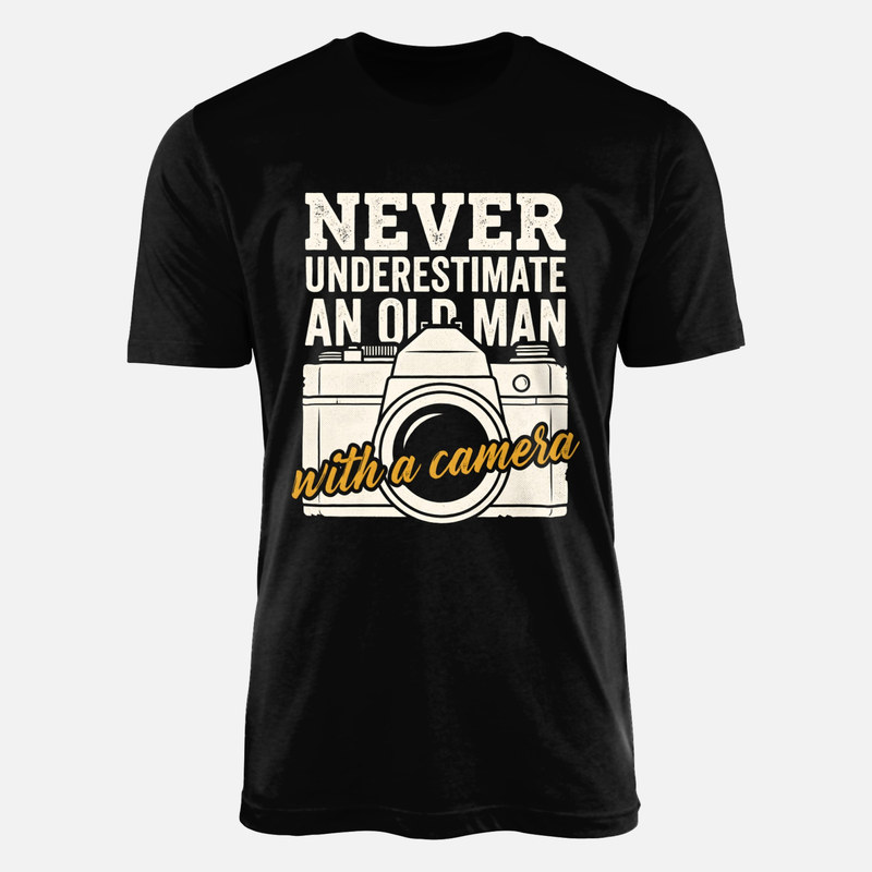 Camisetas: Hombre mayor con c&aacute;mara de fotos
