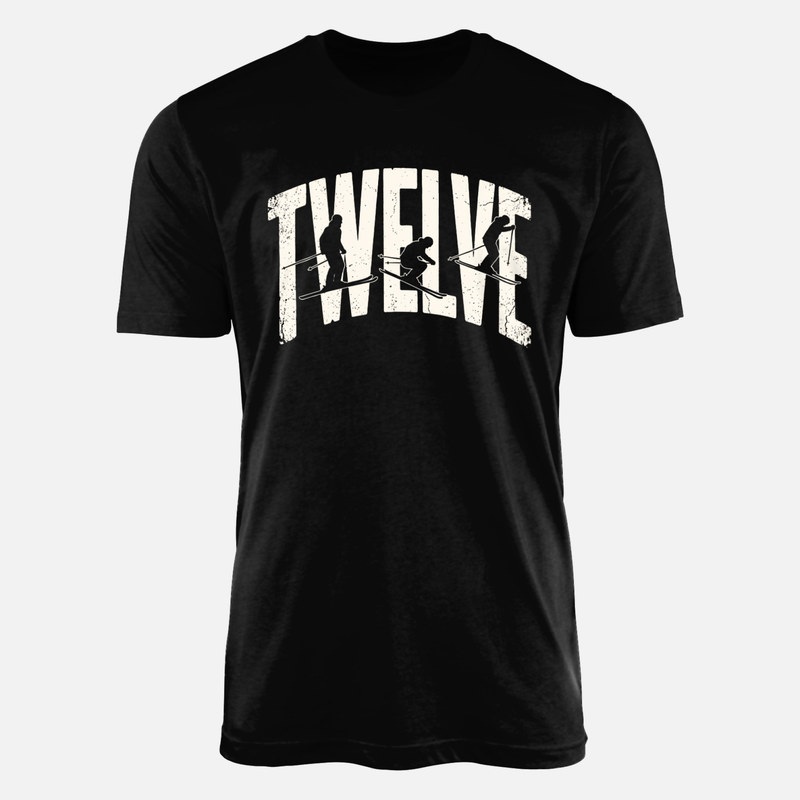 Camisetas: Esquiadores en texto Twelve vintage