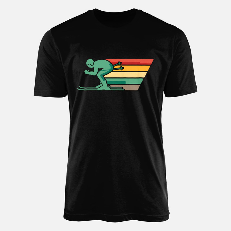 Camisetas: Esquiador con franjas retro