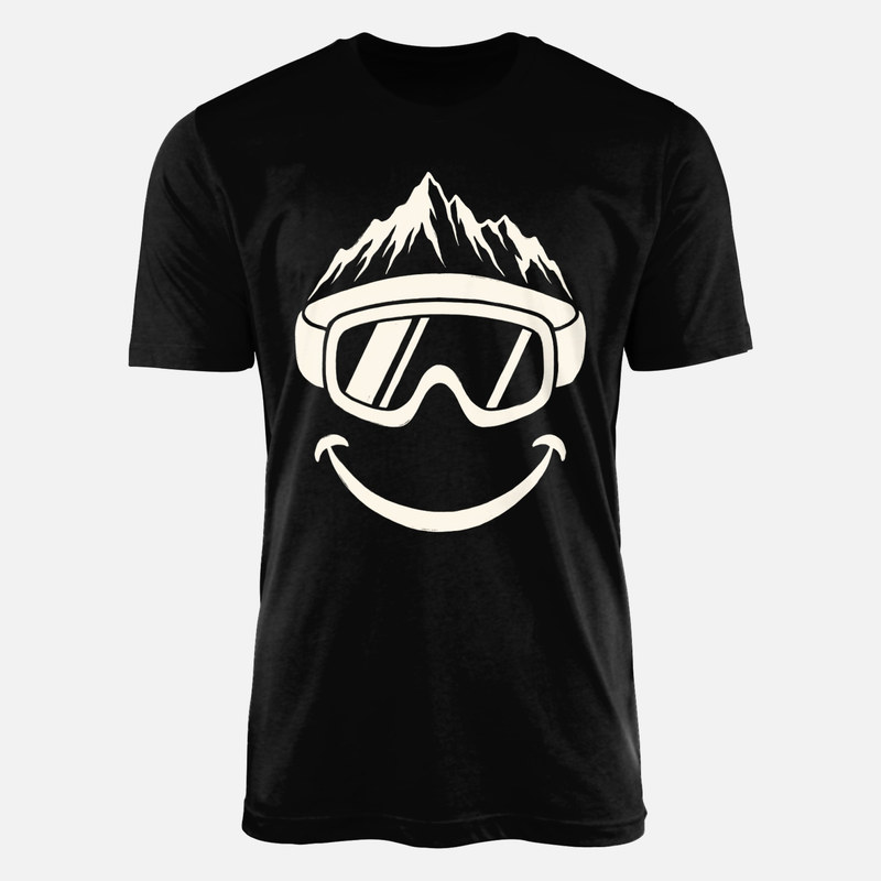 Camisetas: M&aacute;scara de esqu&iacute; con sonrisa y monta&ntilde;a