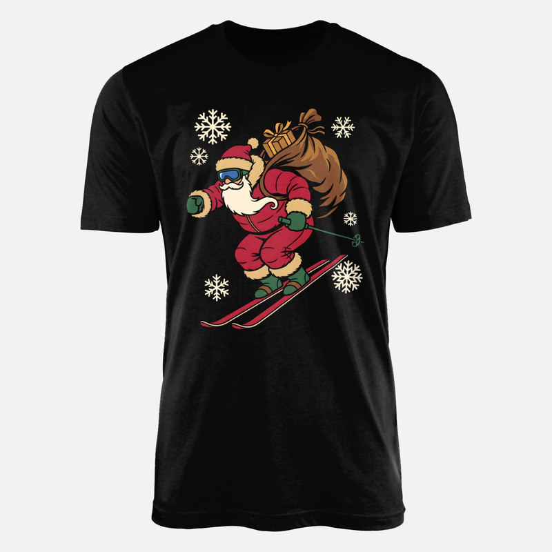 Camisetas: Pap&aacute; Noel esquiador con regalos