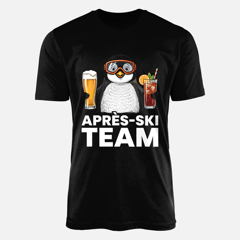 Camisetas: Ping&uuml;ino de apr&egrave;s-ski con cerveza y c&oacute;ctel
