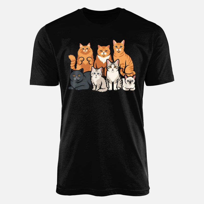 Camisetas: Siete gatos de diferentes colores