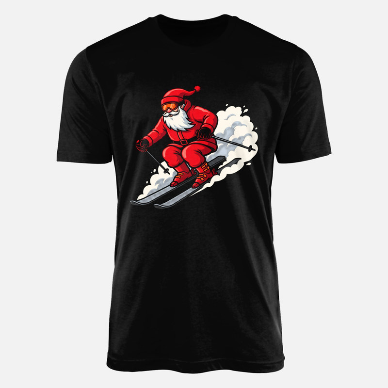 Camisetas: Pap&aacute; Noel esquiando en la nieve