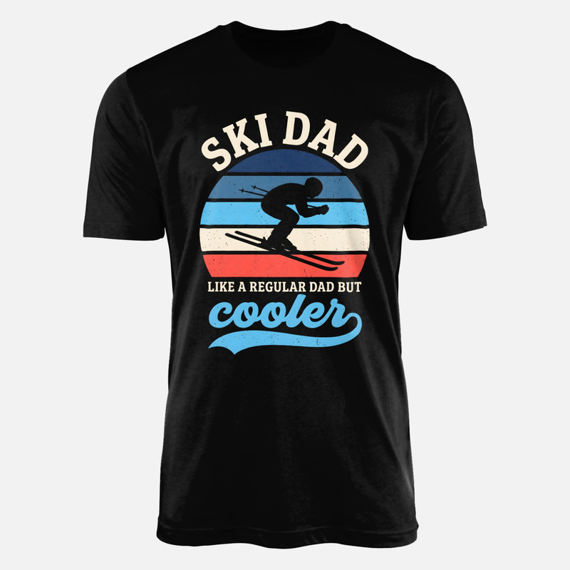 Camisetas: Padre esquiador atardecer retro