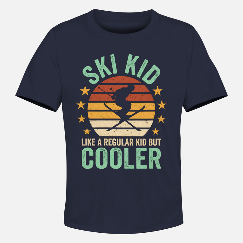 Camisetas: Ni&ntilde;o esquiador genial estilo retro