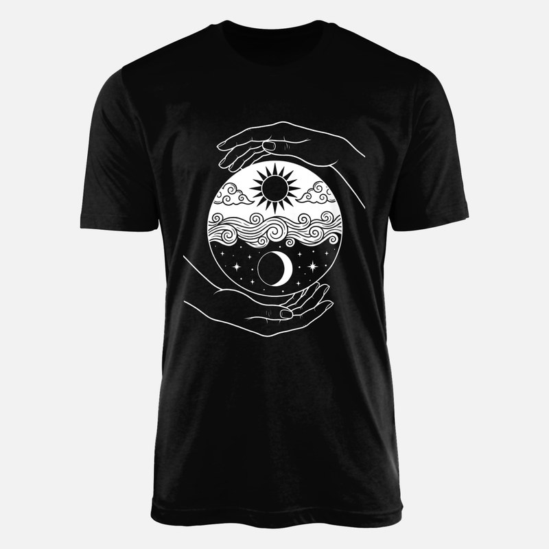 Camisetas: Manos sosteniendo universo yin yang