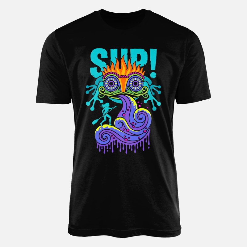 Camisetas: Paddle surf y monstruo psicod&eacute;lico