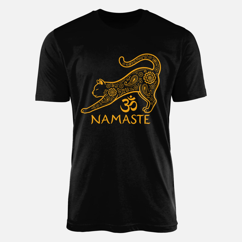 Camisetas: Gato yoga namaste mandala