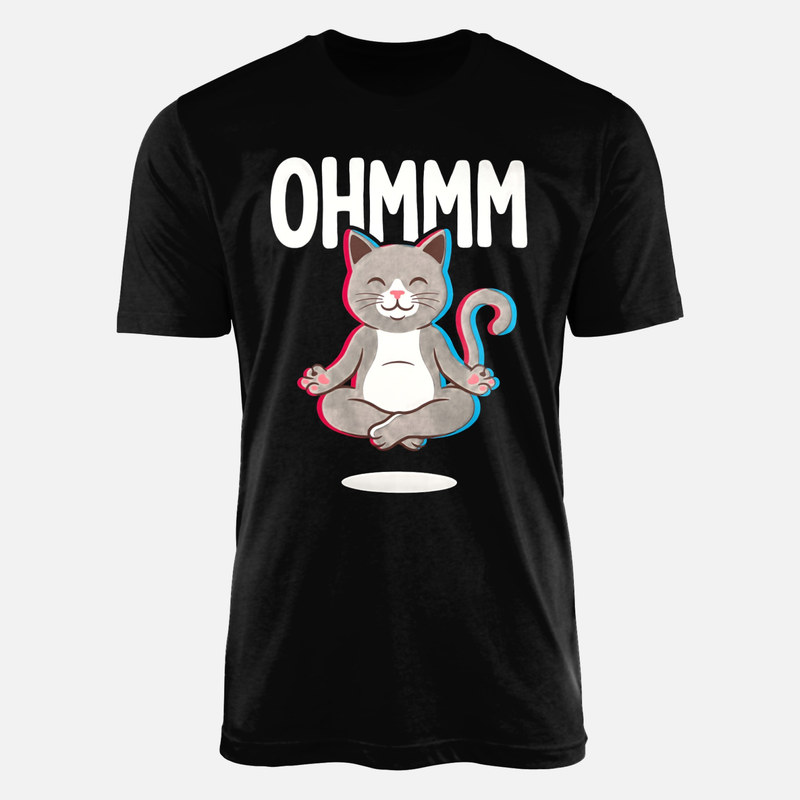 Camisetas: Gato meditando en loto Ohmmm 3D