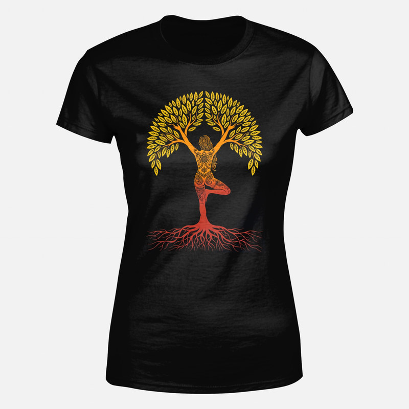 Camisetas: Mujer &aacute;rbol yoga mandala
