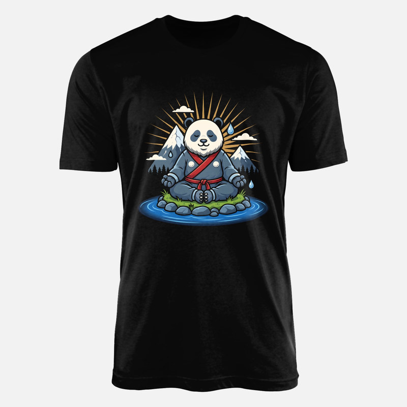 Camisetas: Oso panda meditando en flor de loto