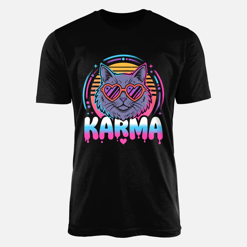 Camisetas: Gato retro con gafas y karma