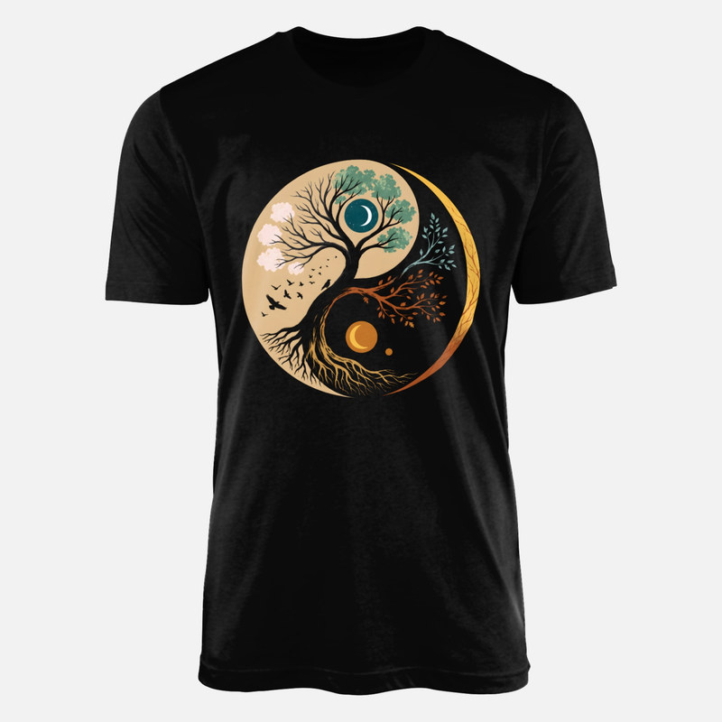 Camisetas: &Aacute;rbol cuatro estaciones yin yang