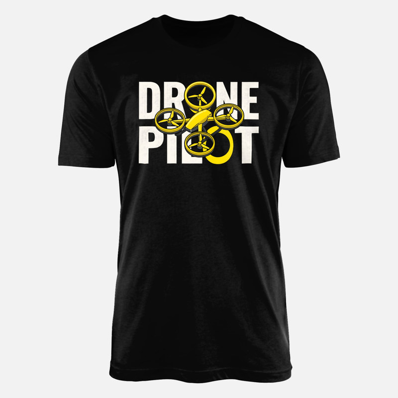 Camisetas: Piloto de dron cuadric&oacute;ptero amarillo