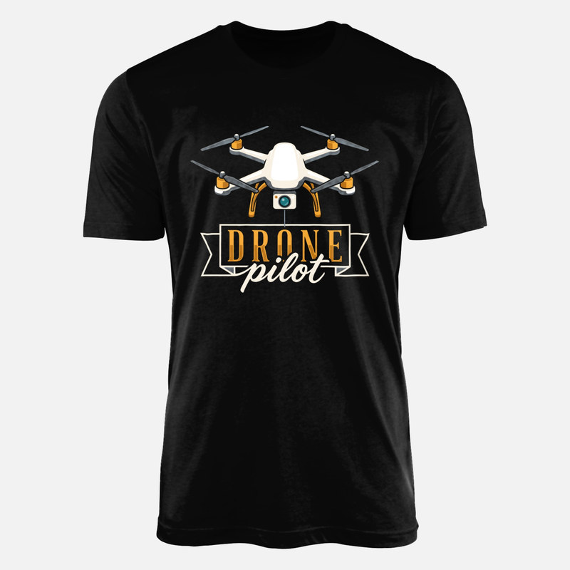 Camisetas: Piloto de dron con letras y banner