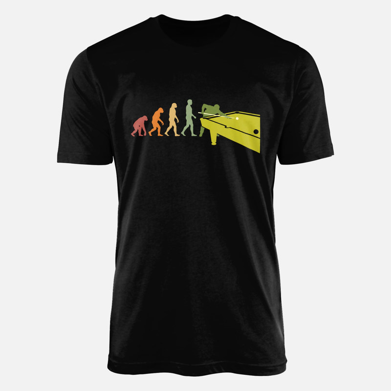 Camisetas: Evoluci&oacute;n Humana con Mesa de Billar