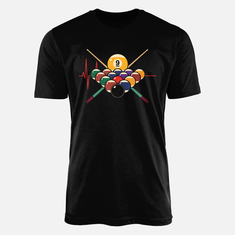 Camisetas: Latido de billar con bola 9 y tacos