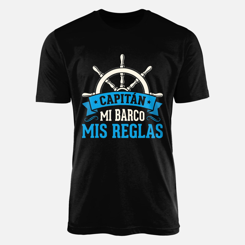 Camisetas: Capit&aacute;n Mi Barco Mis Reglas con tim&oacute;n