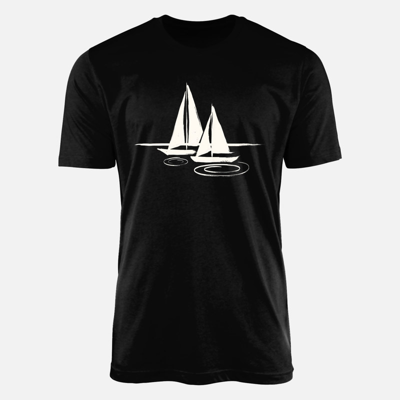 Camisetas: Dos veleros trazo pincel sumi-e