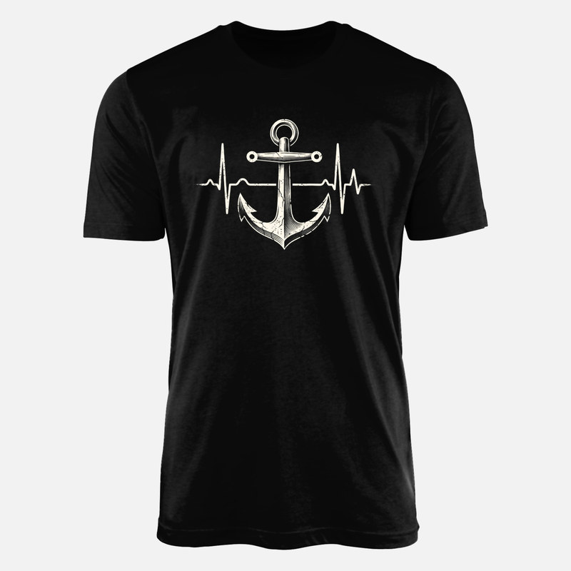 Camisetas: Ancla n&aacute;utica con latido de electrocardiograma