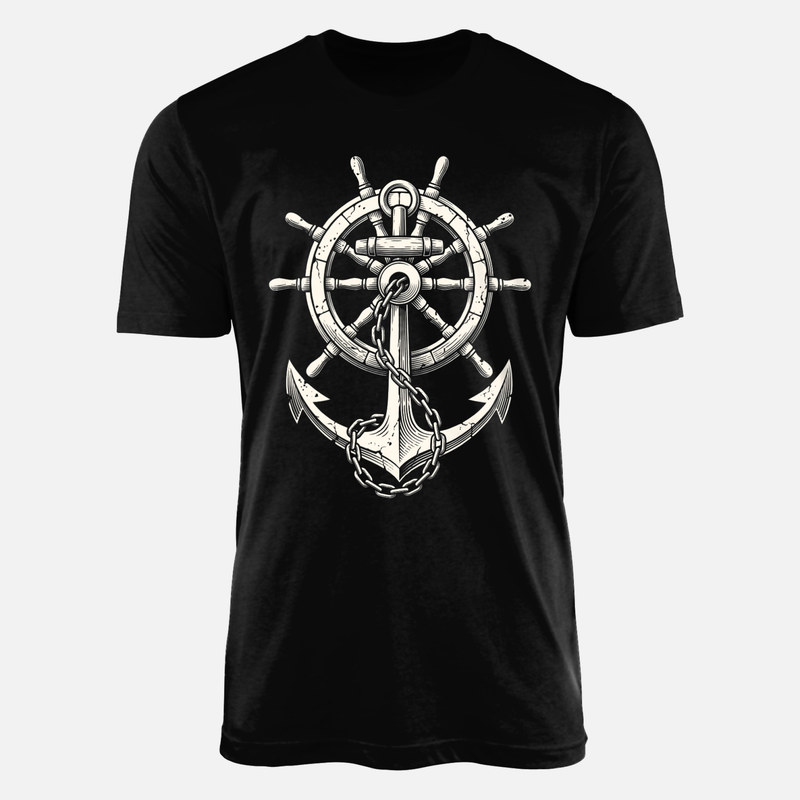 Camisetas: Ancla n&aacute;utica con tim&oacute;n y cadena