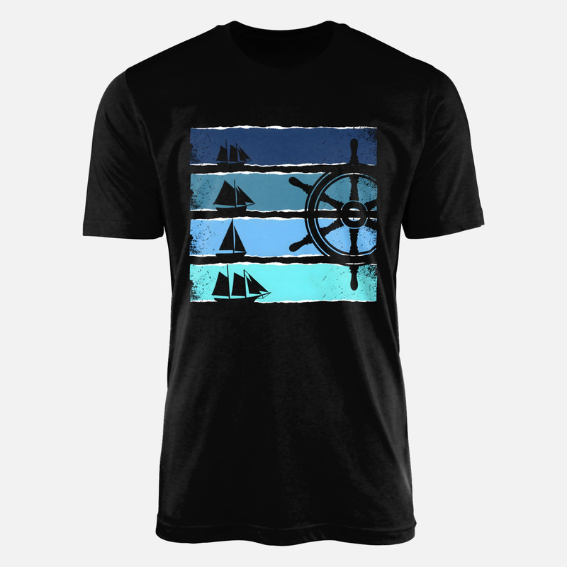 Camisetas: Veleros y tim&oacute;n n&aacute;utico retro