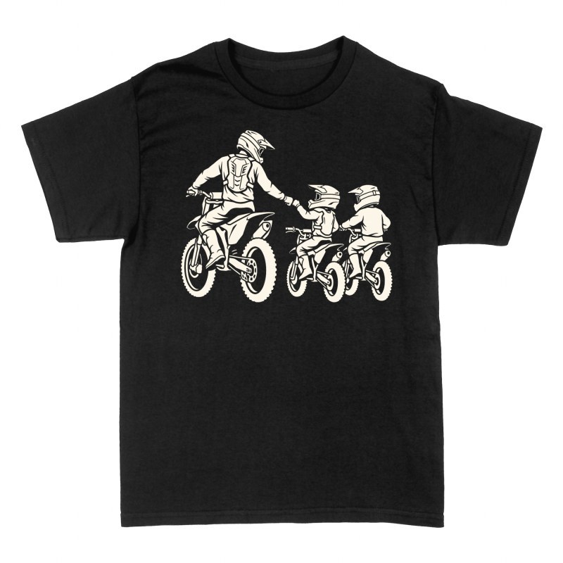Camisetas: Padre e Hijos en Motocross Chocando Pu&ntilde;os