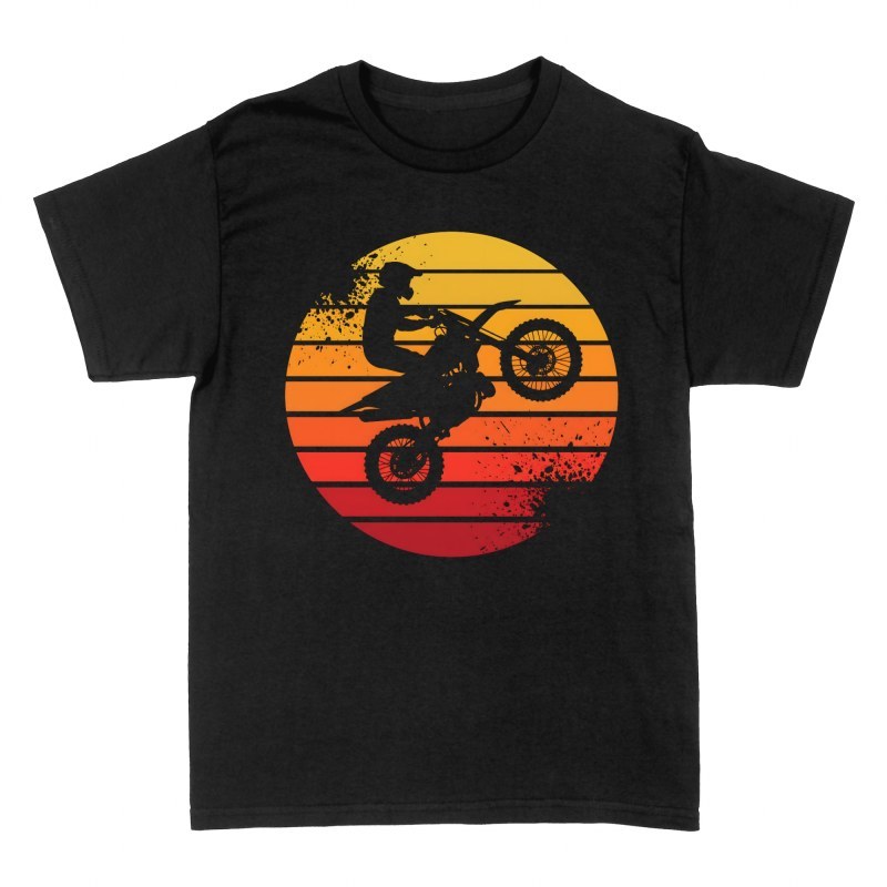 Camisetas: Piloto de motocross al atardecer retro