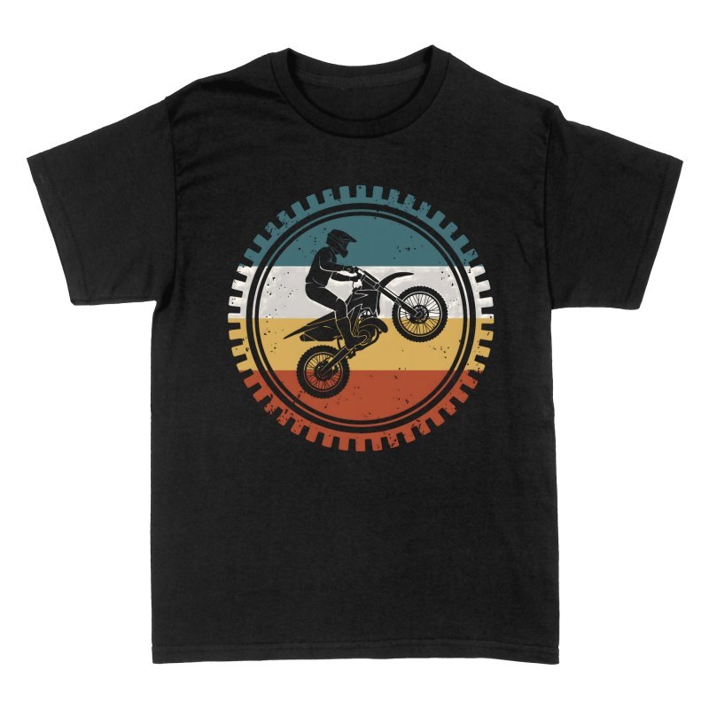 Camisetas: Piloto de motocross en engranaje retro