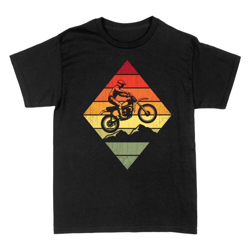 Camisetas: Salto Motocross Atardecer Retro