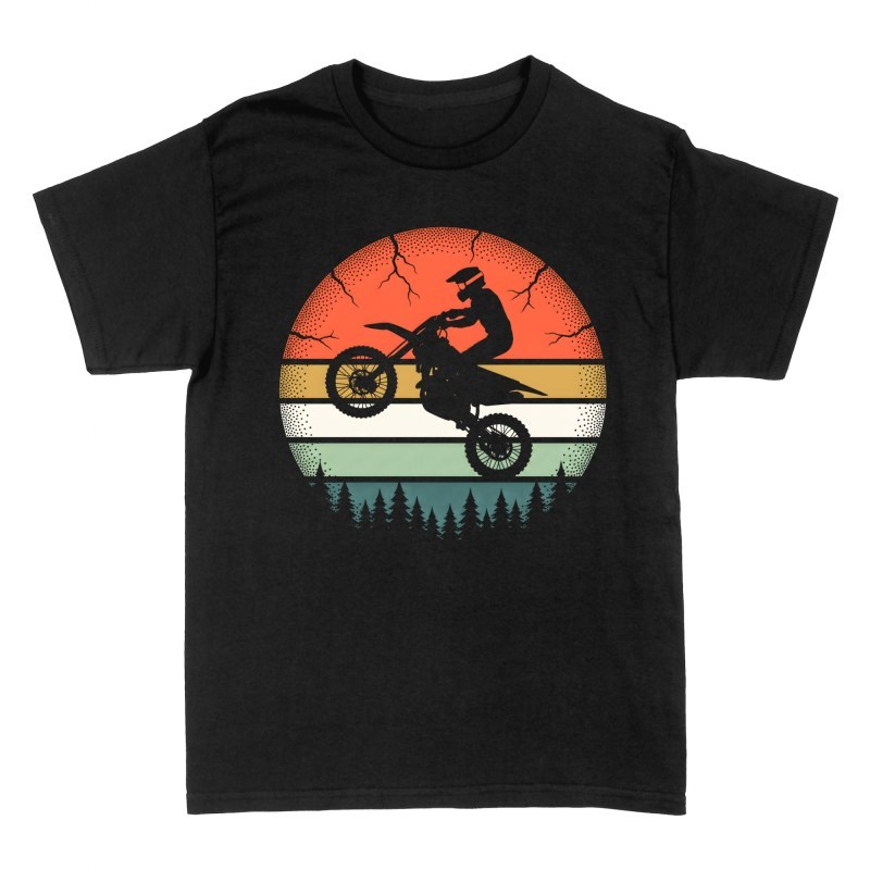 Camisetas: Salto motocross atardecer retro