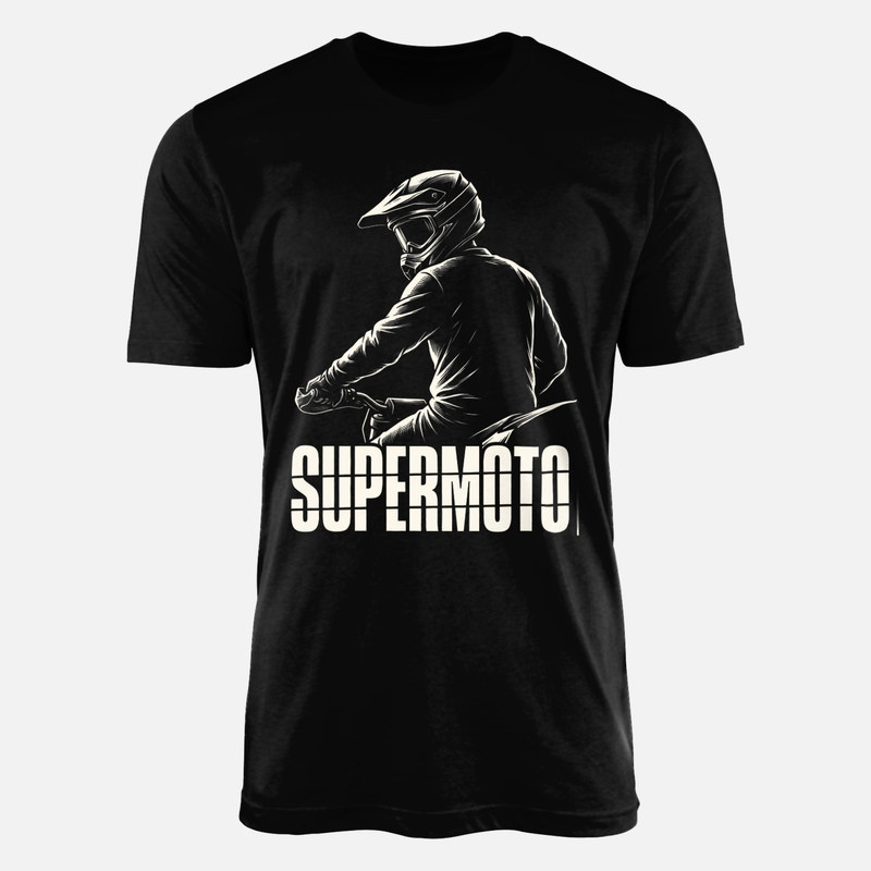 Camisetas: Piloto de supermoto con casco grabado