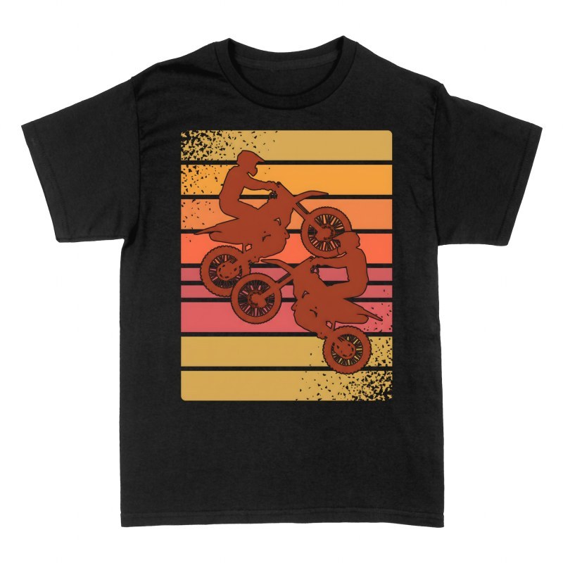 Camisetas: Pilotos motocross atardecer retro