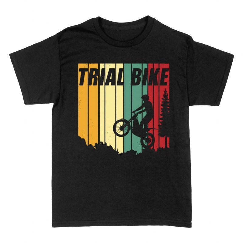 Camisetas: Moto de trial retro con franjas