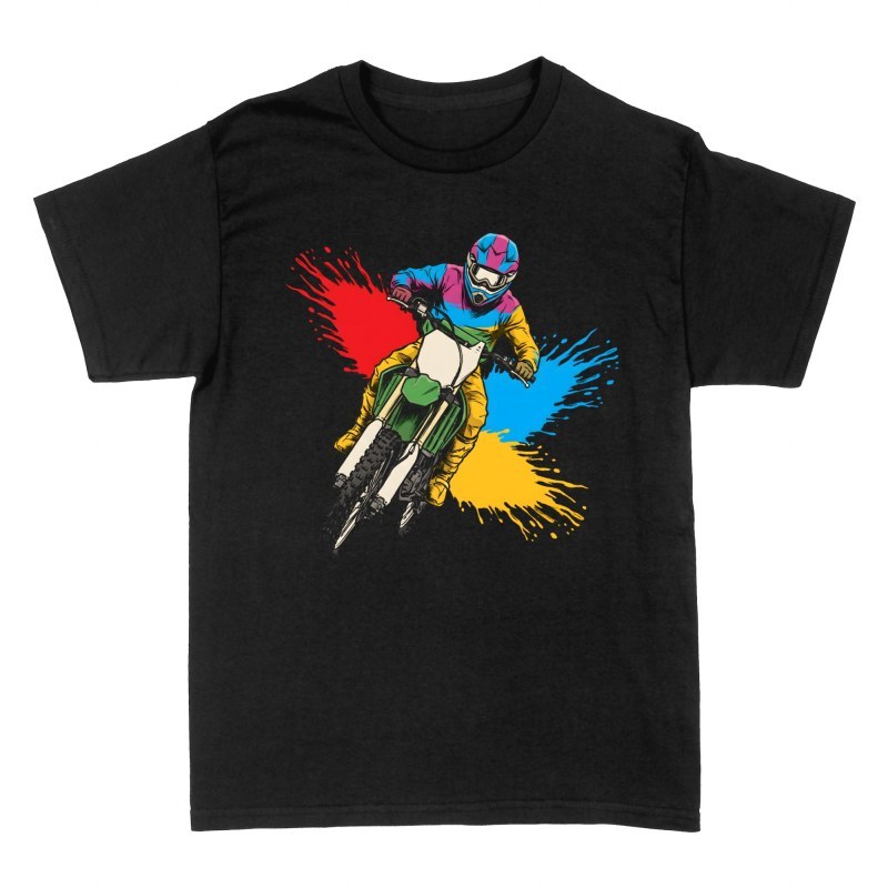 Camisetas: Piloto de motocross salpicaduras de pintura