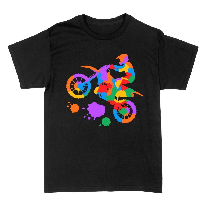 Camisetas: Salto de motocross multicolor