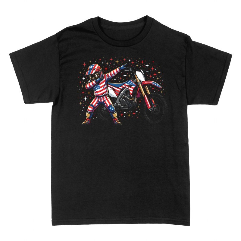 Camisetas: Piloto motocross dabbing bandera EE. UU.
