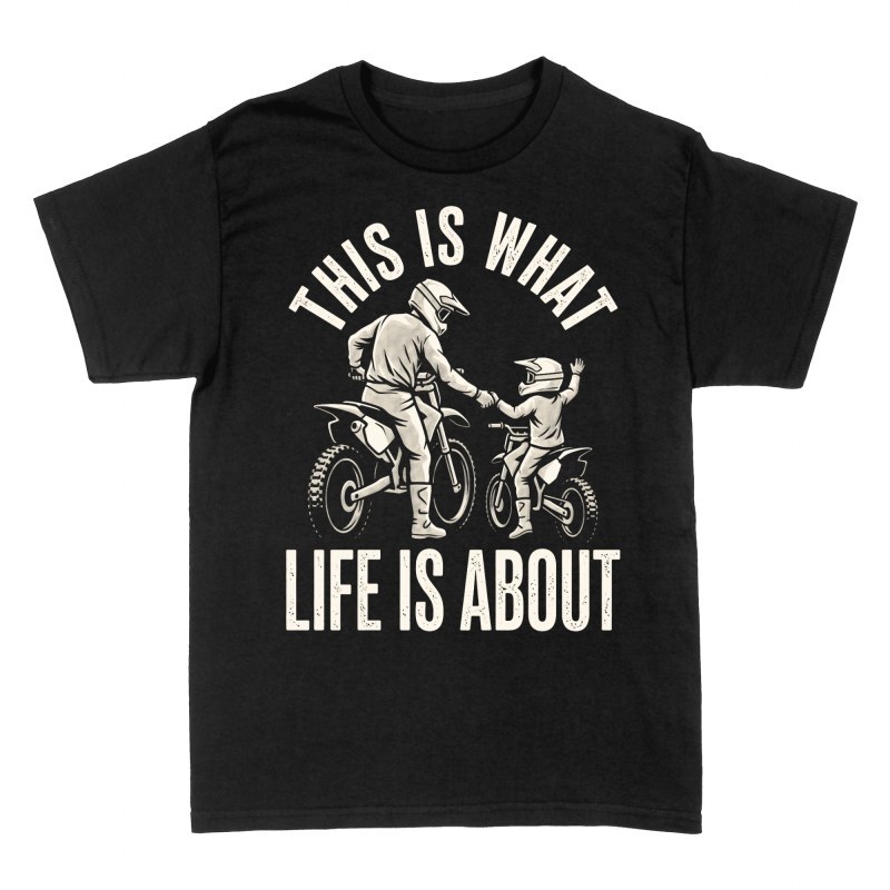 Camisetas: Padre e hijo motocross d&aacute;ndose la mano
