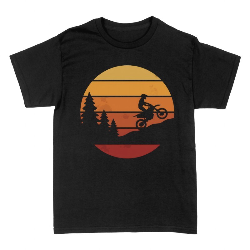 Camisetas: Piloto de motocross al atardecer retro