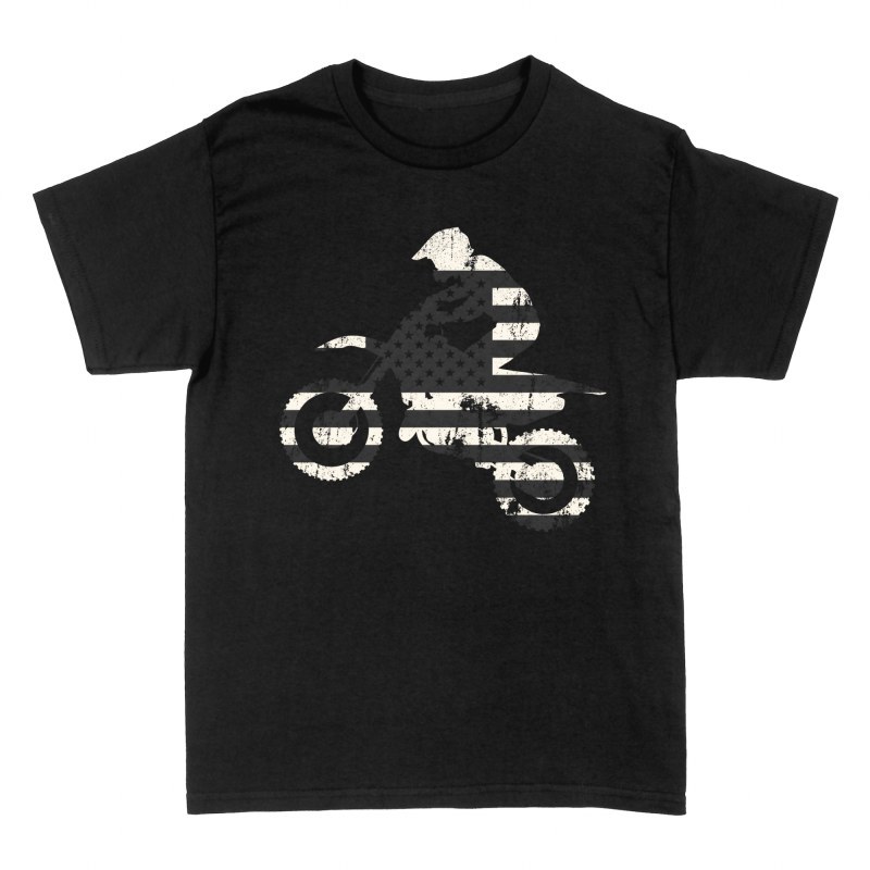 Camisetas: Piloto de motocross con bandera de EE. UU.