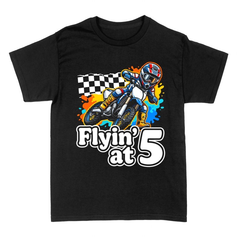 Camisetas: Piloto de motocross volando a los 5