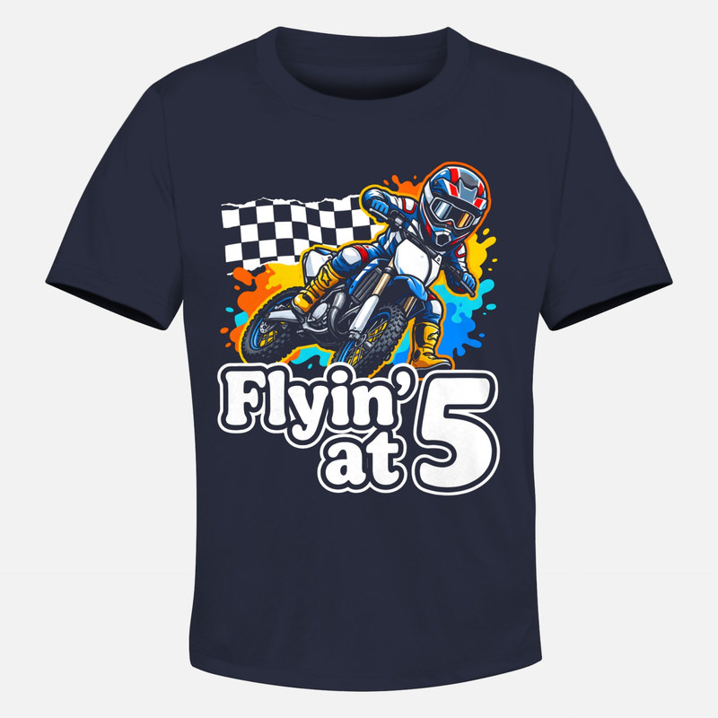 Camisetas: Piloto de motocross volando a los 5