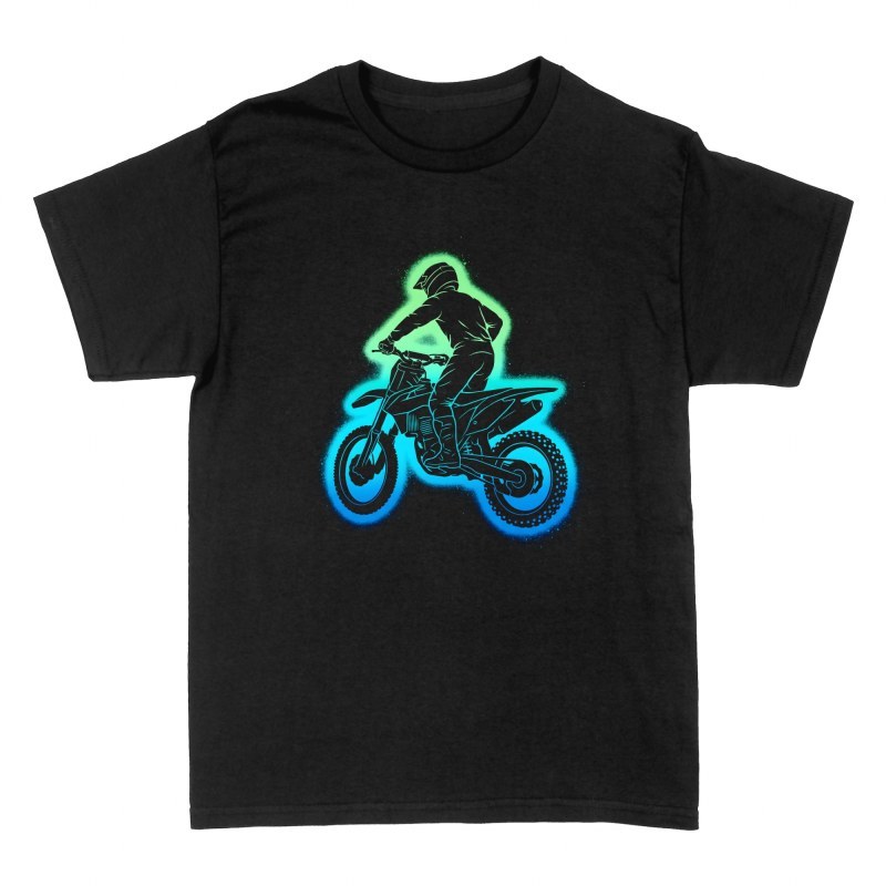 Camisetas: Piloto de motocross ne&oacute;n brillante