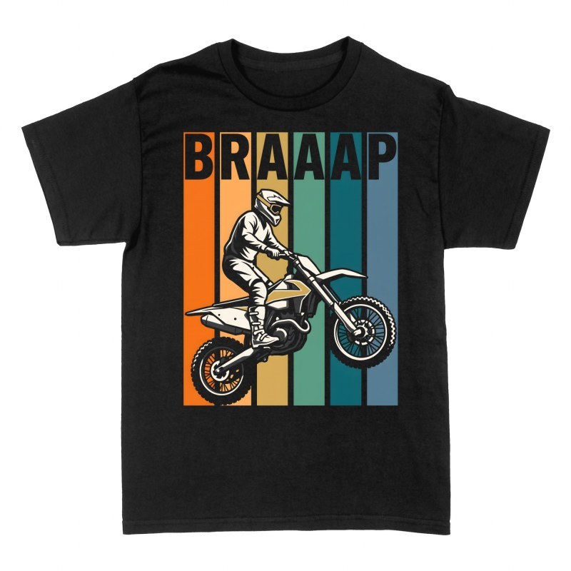 Camisetas: Piloto de motocross Braaap retro