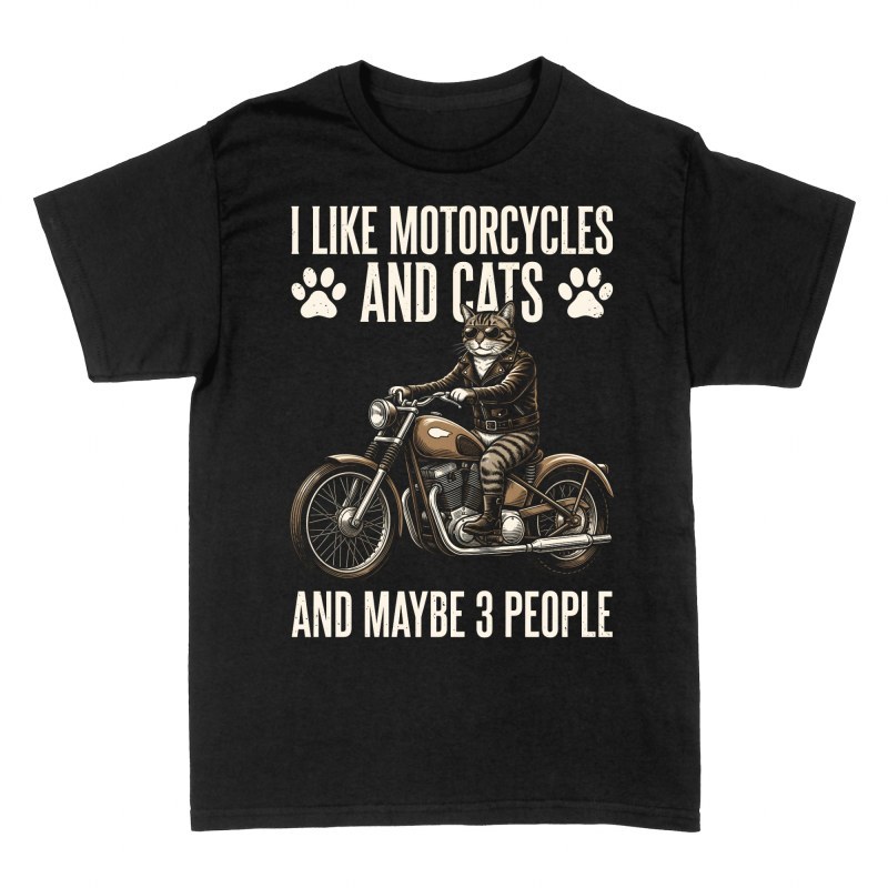Camisetas: Gato motero y motos quiz&aacute;s 3 personas